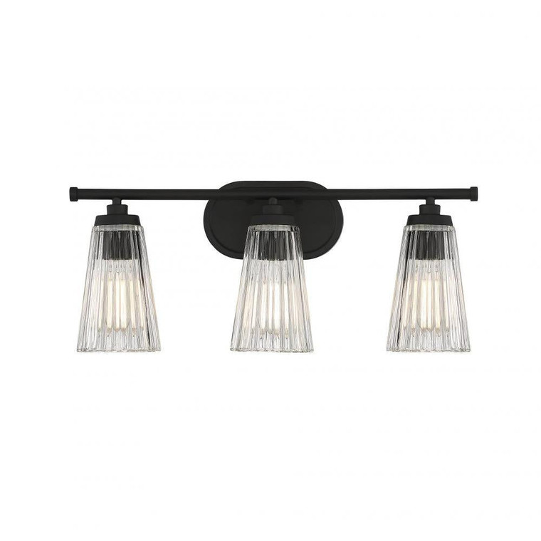 Savoy House Chantilly 8-1745-3-BK 22 Inch 3 Light Matte Black Bathroom Vanity Light Damp Rated