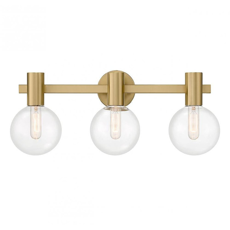 Savoy House Wright 8-3076-3-322 25 Inch 3 Light Warm Brass Bathroom Vanity Light Damp Rated