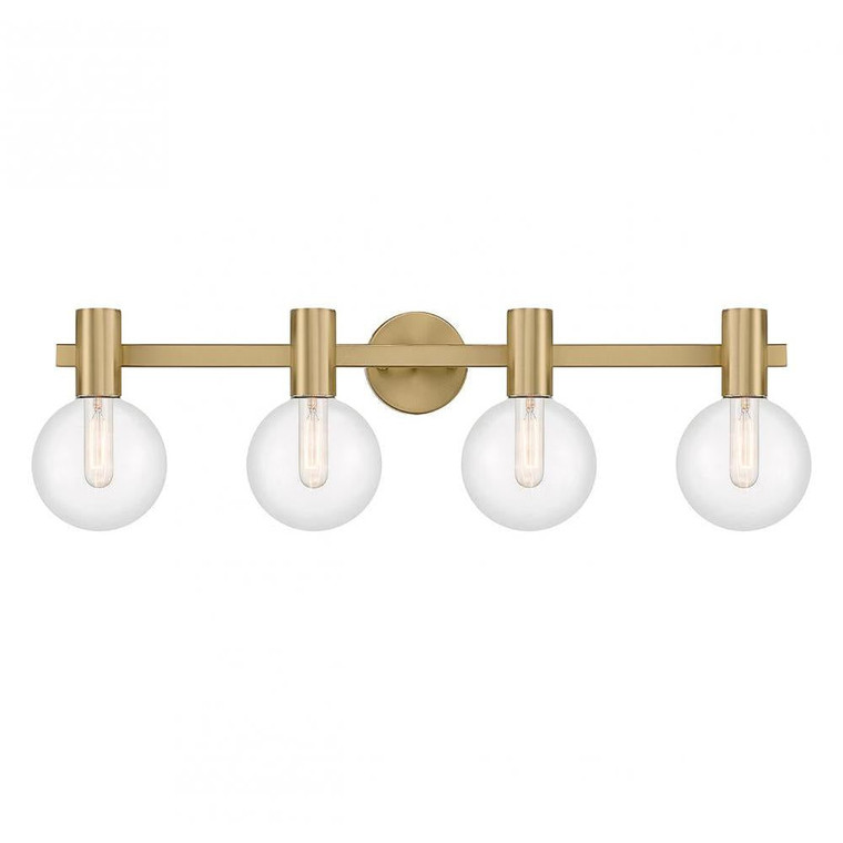 Savoy House Wright 8-3076-4-322 34 Inch 4 Light Warm Brass Bathroom Vanity Light Damp Rated