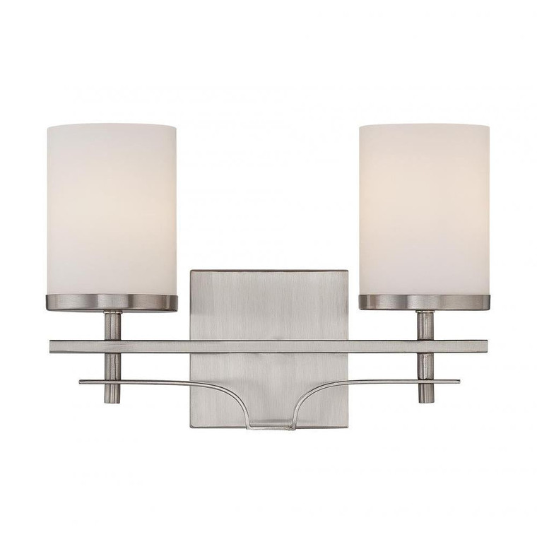 Savoy House Colton 8-338-2-SN 13 Inch 2 Light Satin Nickel Bathroom Vanity Light Damp Rated