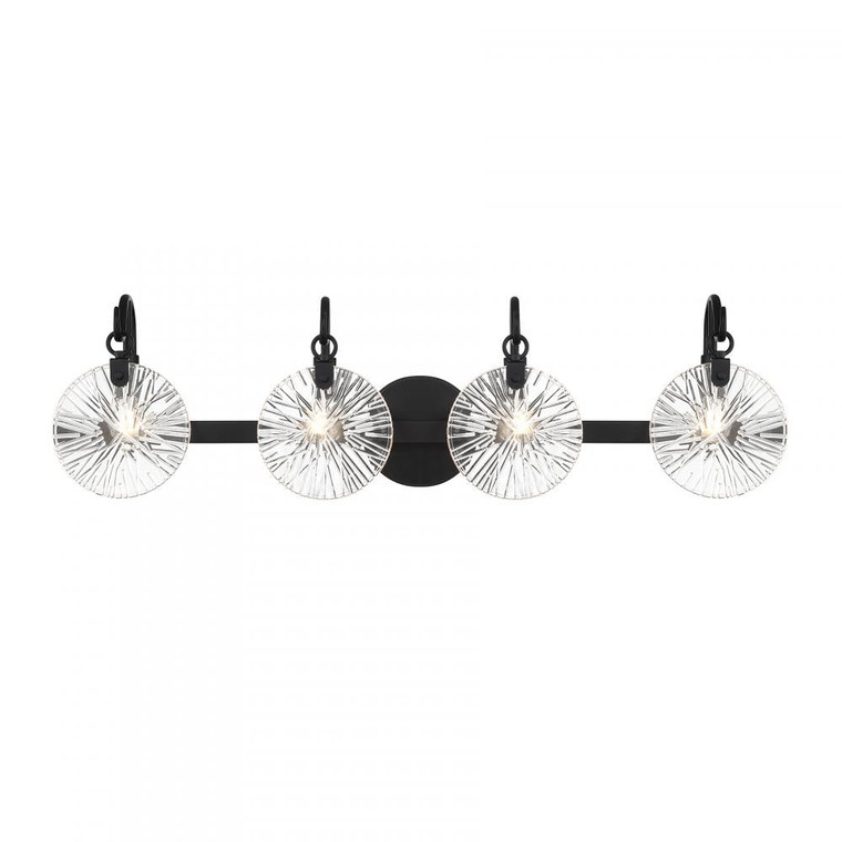 Savoy House Addison 8-3981-4-BK 32 Inch 4 Light Matte Black Bathroom Vanity Light Damp Rated