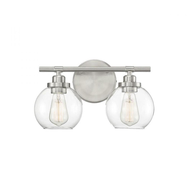 Savoy House Carson 8-4050-2-SN 14 Inch 2 Light Satin Nickel Bathroom Vanity Light Damp Rated