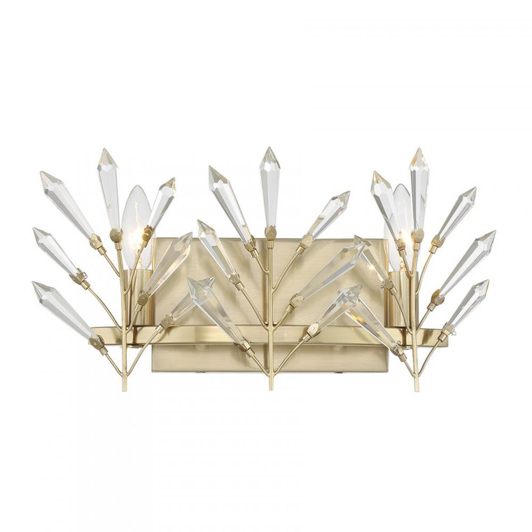 Savoy House Orianna 8-4075-2-127 14 Inch 2 Light Noble Brass Bathroom Vanity Light Damp Rated