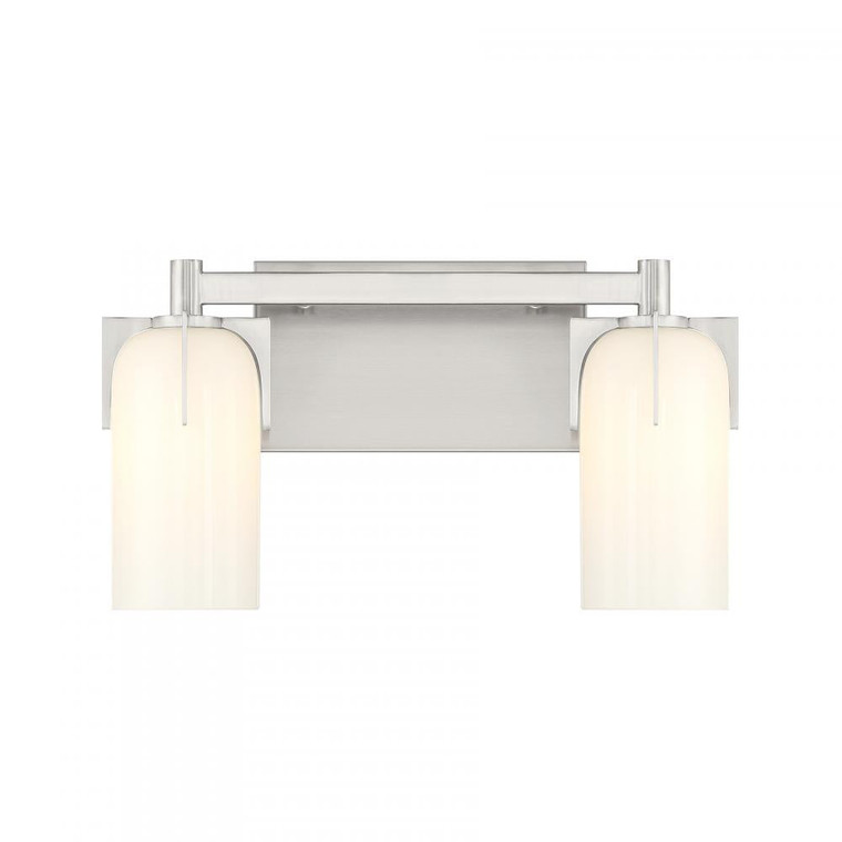 Savoy House Caldwell 8-4128-2-SN 14 Inch 2 Light Satin Nickel Bathroom Vanity Light Damp Rated