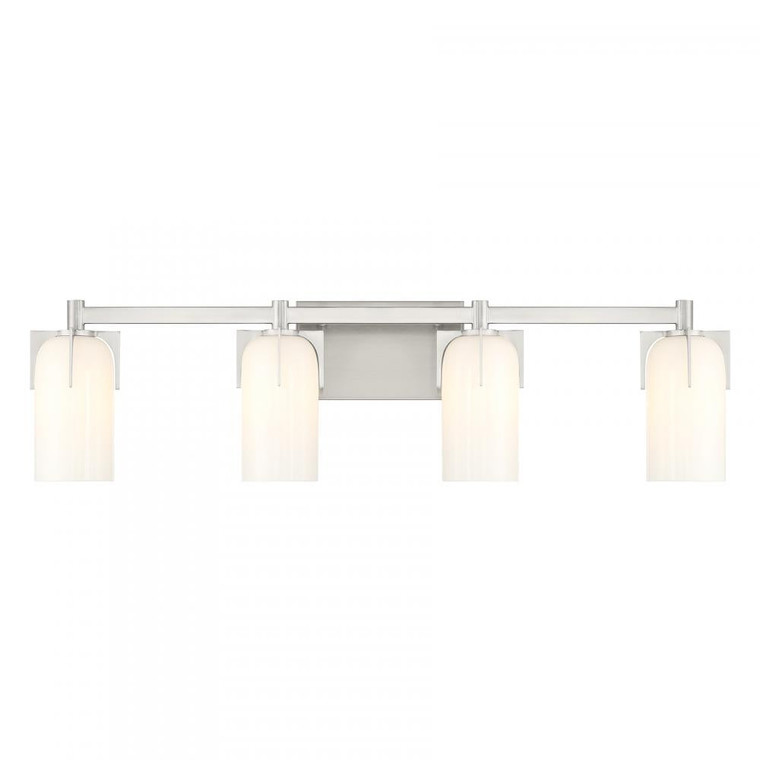Savoy House Caldwell 8-4128-4-SN 32 Inch 4 Light Satin Nickel Bathroom Vanity Light Damp Rated
