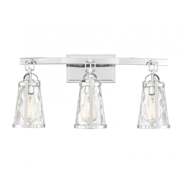 Savoy House Albany 8-560-3-11 24 Inch 3 Light Polished Chrome Bathroom Vanity Light Damp Rated
