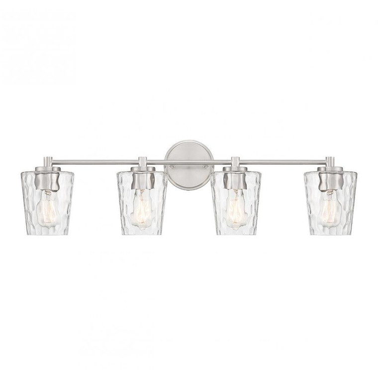 Savoy House Ballas 8-5606-4-SN 31 Inch 4 Light Satin Nickel Bathroom Vanity Light Damp Rated