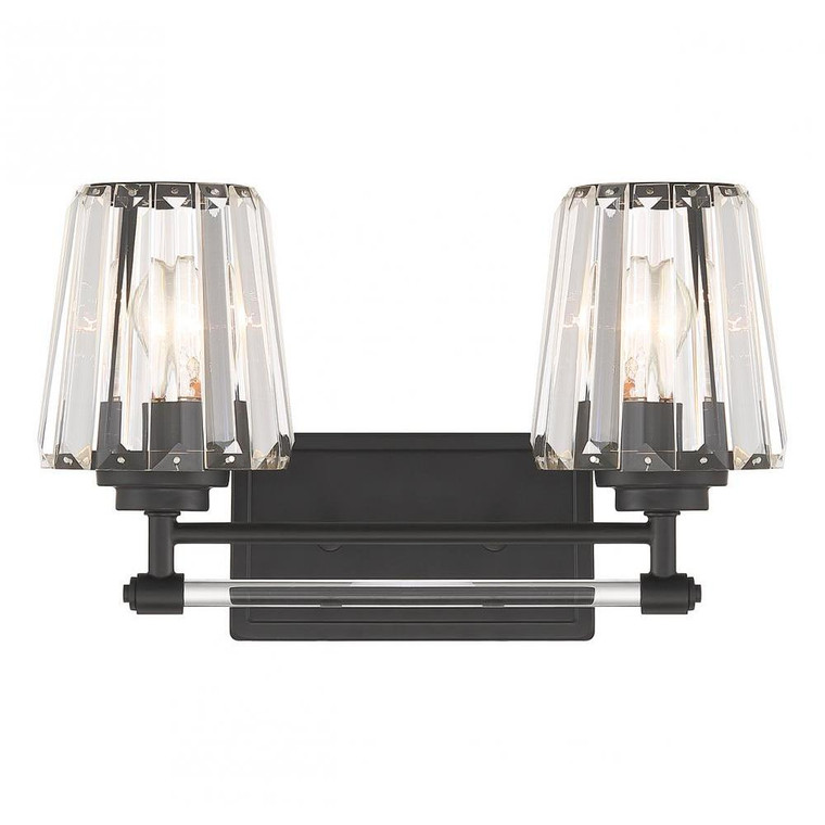 Savoy House Garnet 8-6001-2-BK 16 Inch 2 Light Matte Black Bathroom Vanity Light Damp Rated