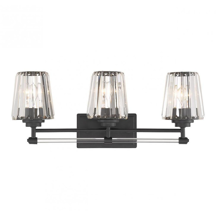 Savoy House Garnet 8-6001-3-BK 24 Inch 3 Light Matte Black Bathroom Vanity Light Damp Rated