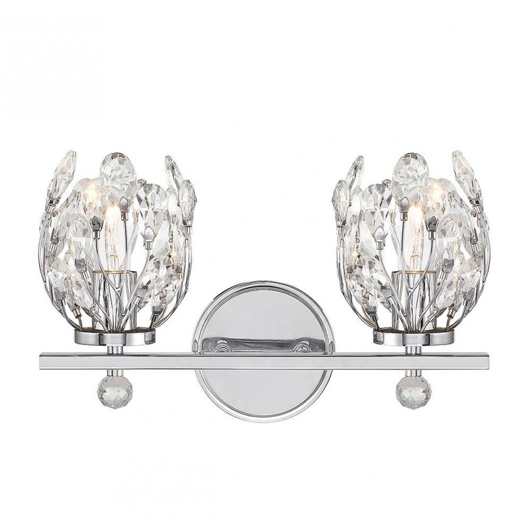 Savoy House Moreno 8-6601-2-11 15 Inch 2 Light Chrome Bathroom Vanity Light Damp Rated
