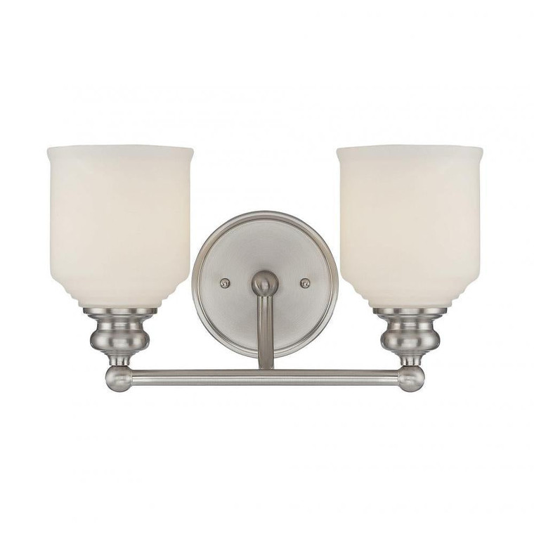 Savoy House Melrose 8-6836-2-SN 14 Inch 2 Light Satin Nickel Bathroom Vanity Light Damp Rated