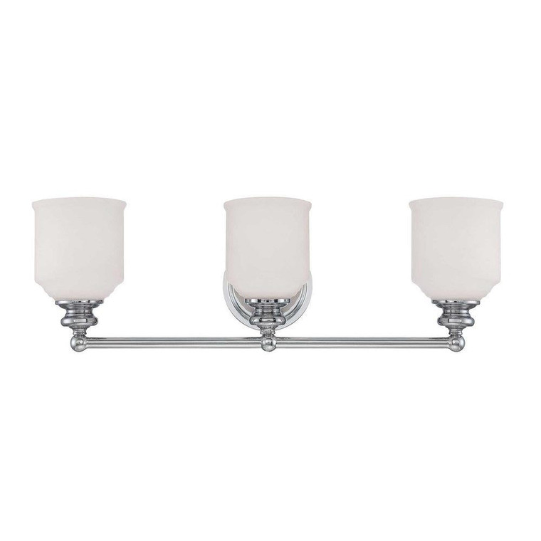 Savoy House Melrose 8-6836-3-11 24 Inch 3 Light Polished Chrome Bathroom Vanity Light Damp Rated