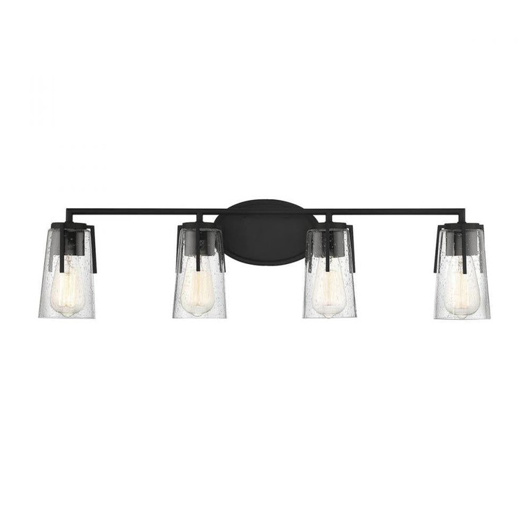 Savoy House Sacremento 8-7045-4-BK 32 Inch 4 Light Black Bathroom Vanity Light Damp Rated
