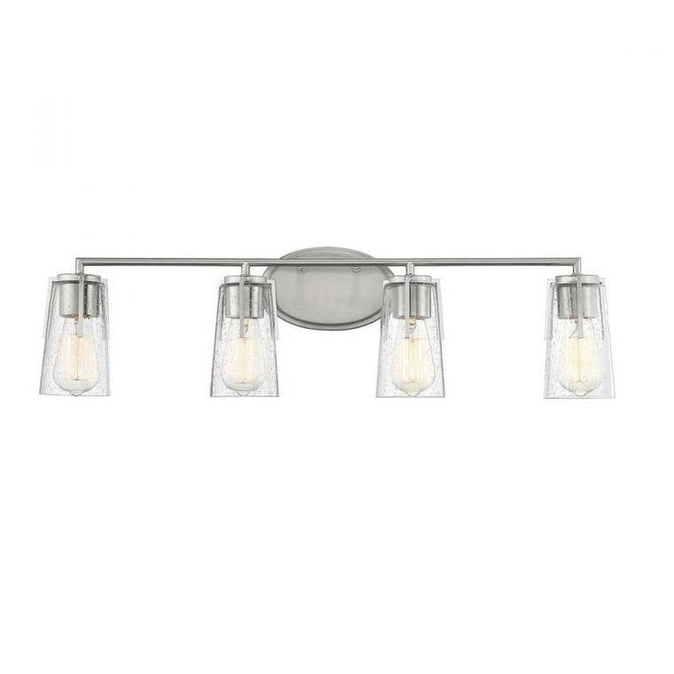 Savoy House Sacremento 8-7045-4-SN 32 Inch 4 Light Satin Nickel Bathroom Vanity Light Damp Rated