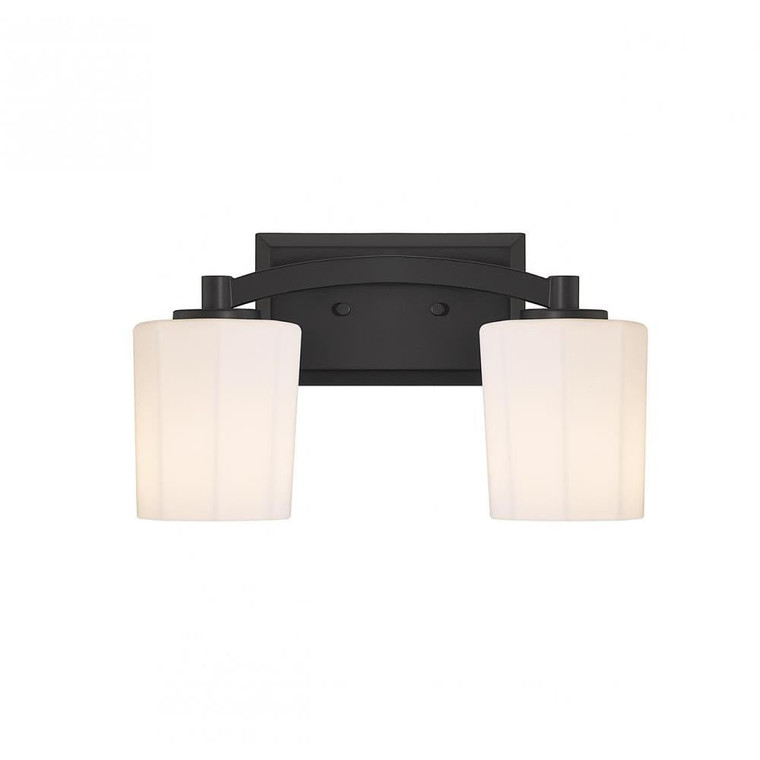 Savoy House Whitney 8-7710-2-BK 14 Inch 2 Light Matte Black Bathroom Vanity Light Damp Rated