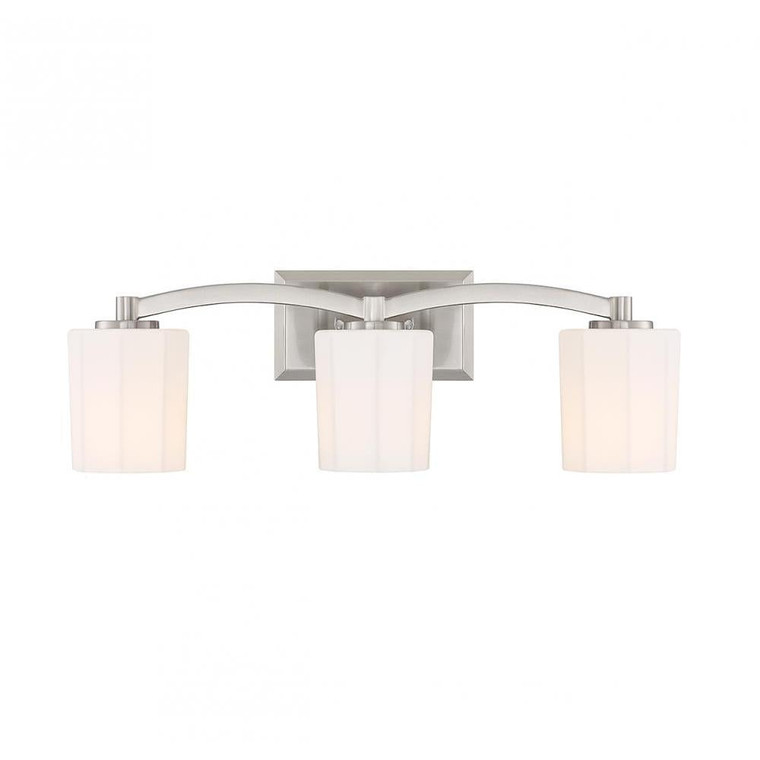 Savoy House Whitney 8-7710-3-SN 24 Inch 3 Light Satin Nickel Bathroom Vanity Light Damp Rated