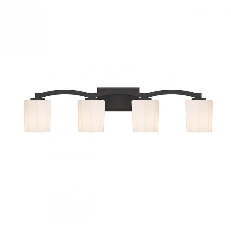Savoy House Whitney 8-7710-4-BK 33 Inch 4 Light Matte Black Bathroom Vanity Light Damp Rated