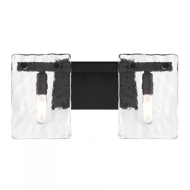 Savoy House Genry 8-8204-2-BK 15 Inch 2 Light Matte Black Bathroom Vanity Light Damp Rated