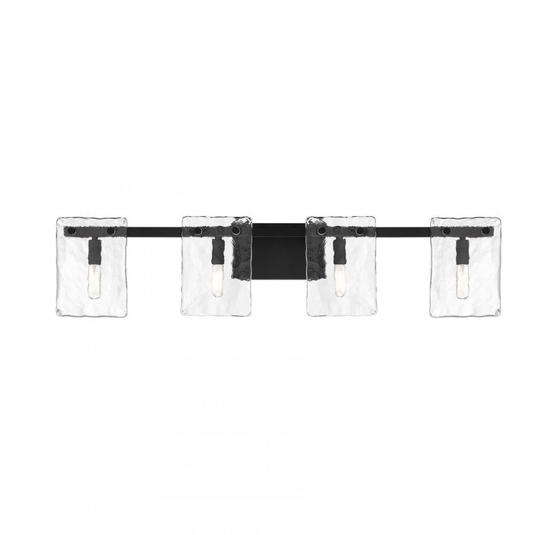 Savoy House Genry 8-8204-4-BK 35 Inch 4 Light Matte Black Bathroom Vanity Light Damp Rated