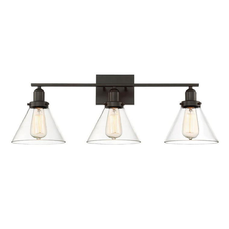 Savoy House Drake 8-9130-3-13 28 Inch 3 Light English Bronze Bathroom Vanity Light Damp Rated