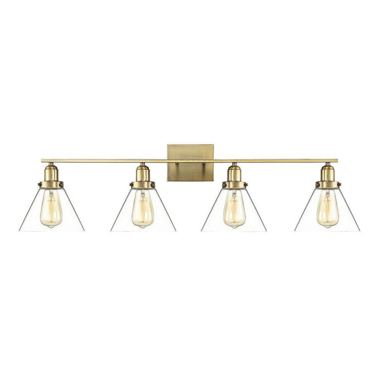Savoy House Drake 8-9130-4-322 38 Inch 4 Light Warm Brass Bathroom Vanity Light Damp Rated