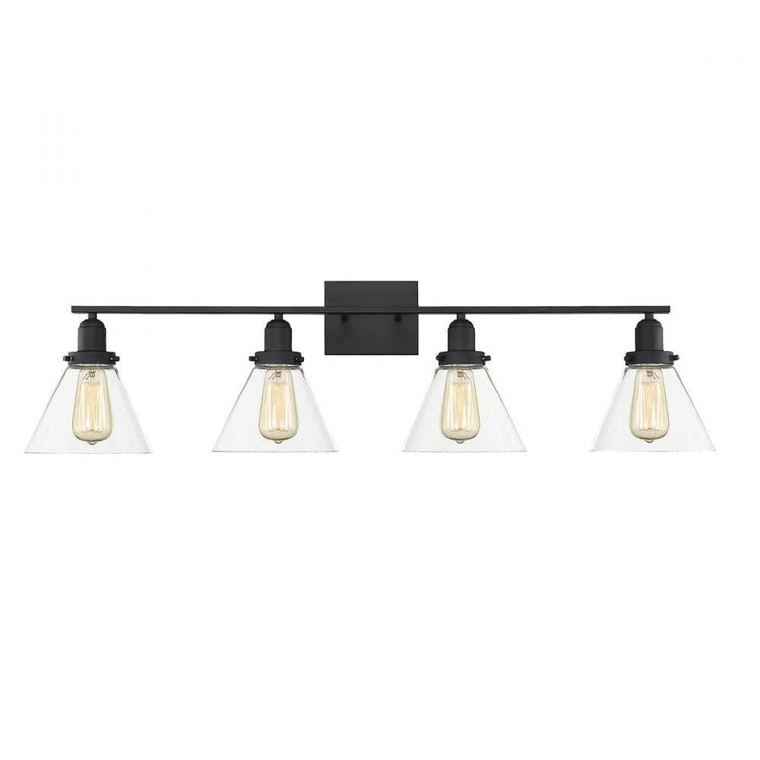 Savoy House Drake 8-9130-4-BK 38 Inch 4 Light Black Bathroom Vanity Light Damp Rated