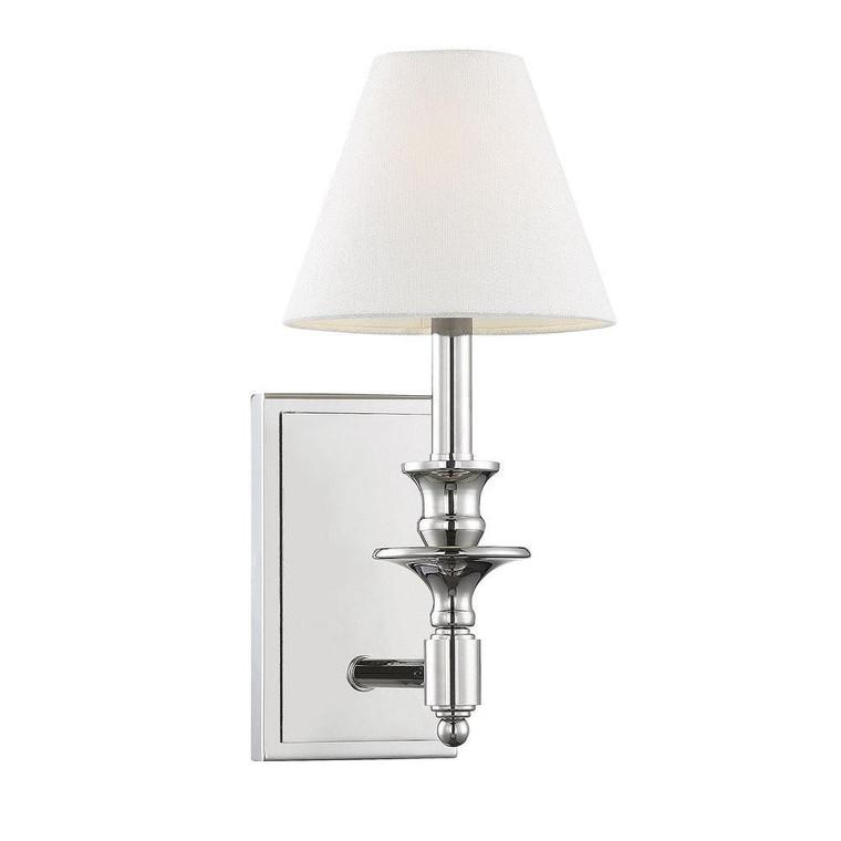 Savoy House Washburn 9-0700-1-109 6 Inch 1 Light Polished Nickel Sconce Damp Rated
