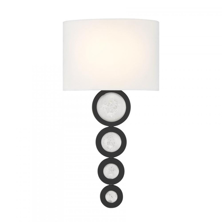 Savoy House Marseille 9-1032-1-89 9 Inch 1 Light Matte Black Sconce Damp Rated
