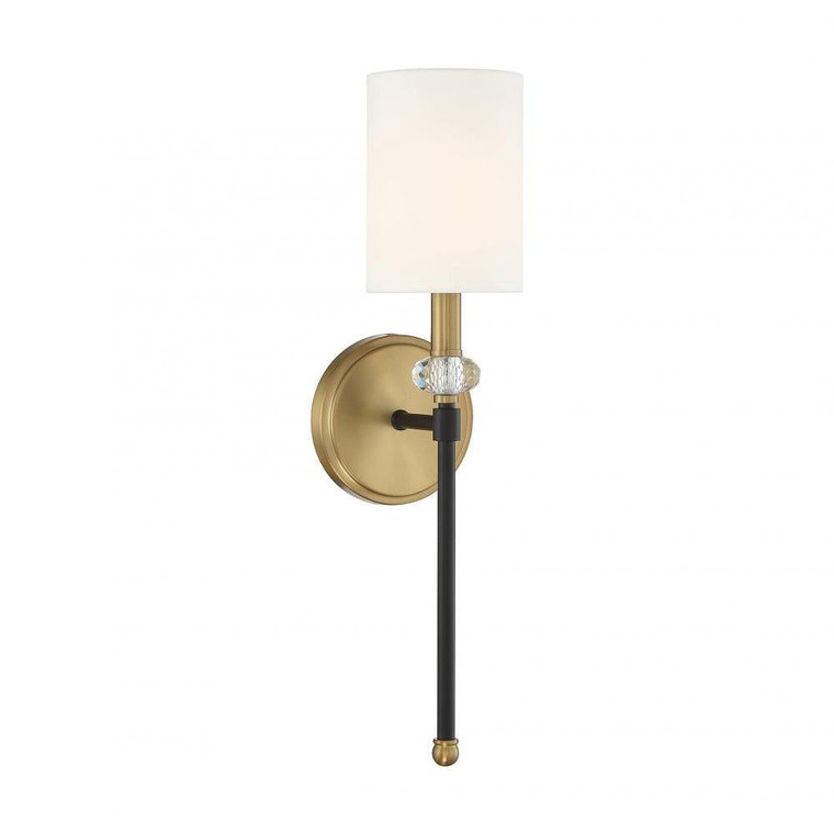 Savoy House Tivoli 9-1888-1-143 5 Inch 1 Light Matte Black with Warm Brass Accents Sconce Damp Rated