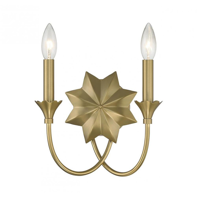 Savoy House Sullivan 9-2204-2-322 10 Inch 2 Light Warm Brass Sconce Damp Rated