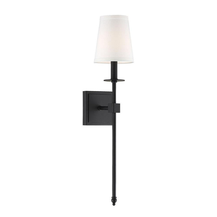 Savoy House Monroe 9-303-1-89 5 Inch 1 Light Matte Black Sconce Damp Rated