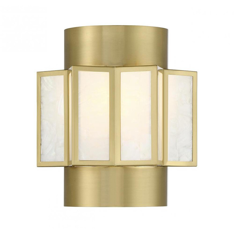 Savoy House Gideon 9-3164-2-322 10 Inch 2 Light Warm Brass Sconce Damp Rated