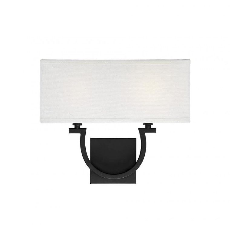 Savoy House Rhodes 9-998-2-89 14 Inch 2 Light Matte Black Sconce Damp Rated