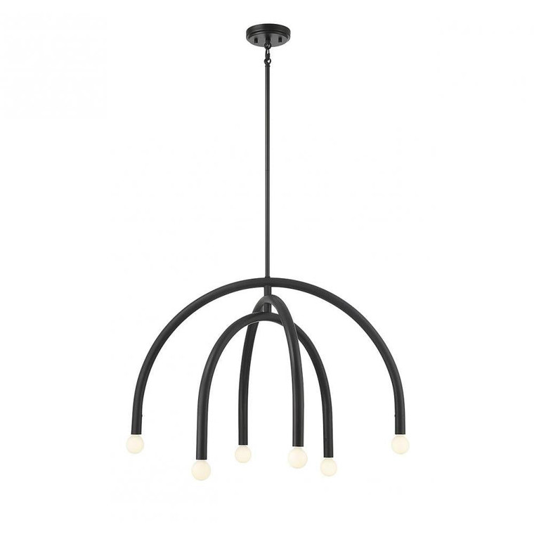 Meridian 6-Light Chandelier M100115MBK 30 Inch 6 Light Matte Black Chandelier Dry Rated