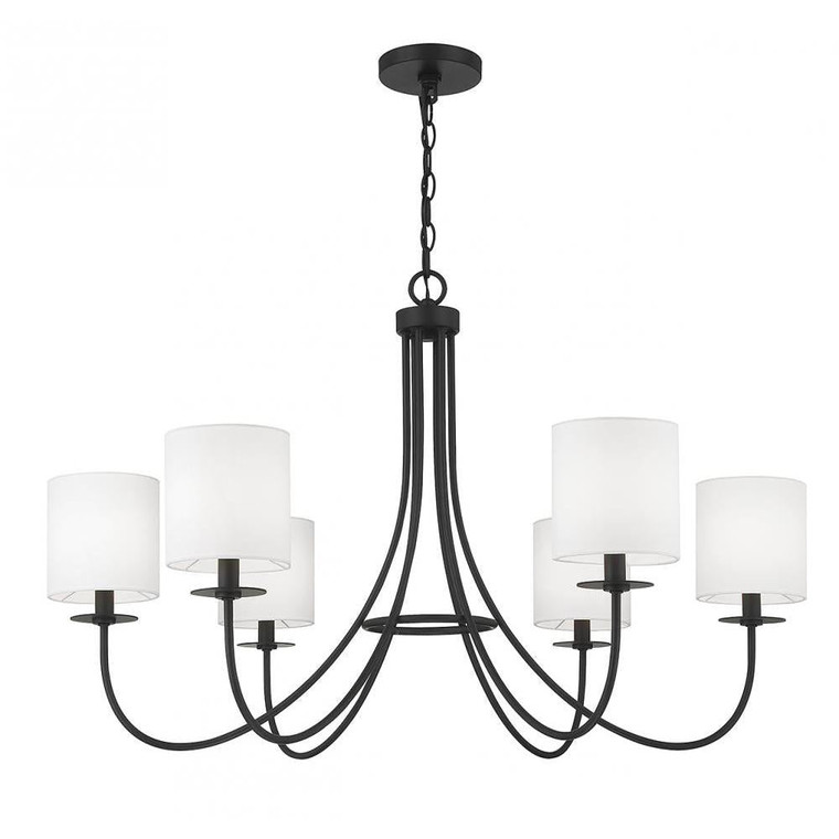 Meridian 6-Light Chandelier M100117MBK 36 Inch 6 Light Matte Black Chandelier Dry Rated