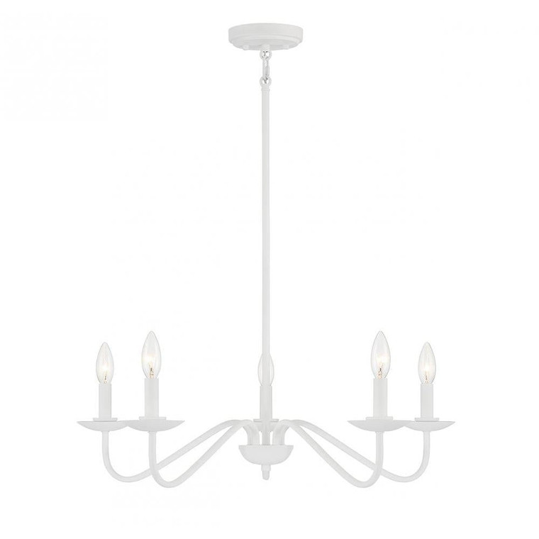 Meridian 5-Light Chandelier M100120BQW 28 Inch 5 Light Bisque White Chandelier Dry Rated