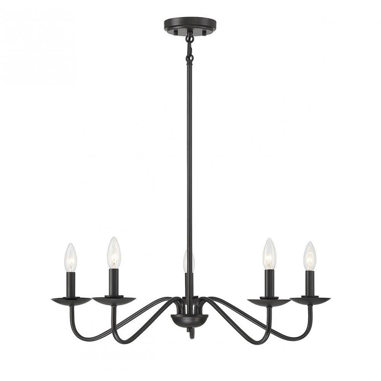 Meridian 5-Light Chandelier M100120MBK 28 Inch 5 Light Matte Black Chandelier Dry Rated