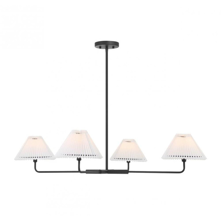 Meridian 4-Light Chandelier M100121MBK 41 Inch 4 Light Matte Black Chandelier Dry Rated