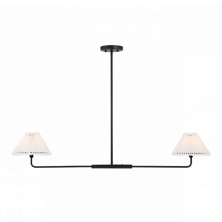 Meridian 2-Light Linear Chandelier M100122MBK 9 Inch 2 Light Matte Black Linear Chandelier Dry Rated
