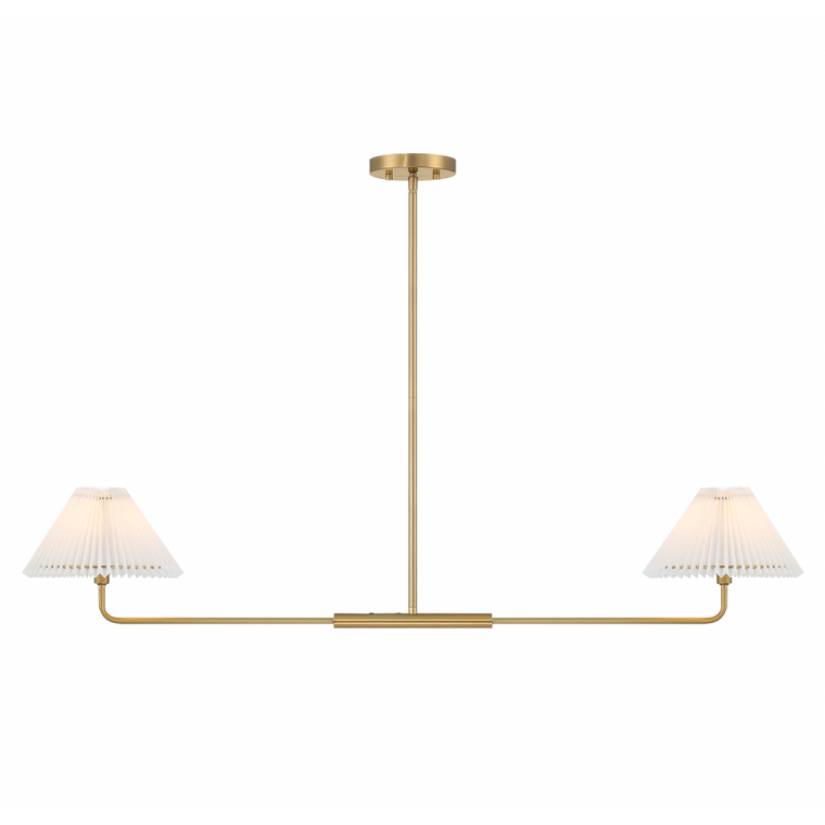 Meridian 2-Light Linear Chandelier M100122NB 9 Inch 2 Light Natural Brass Linear Chandelier Dry Rated