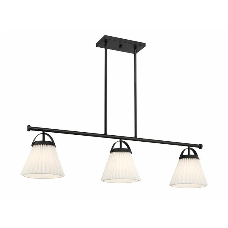 Meridian 3-Light Linear Chandelier M100125MBK 8 Inch 3 Light Matte Black Linear Chandelier Dry Rated