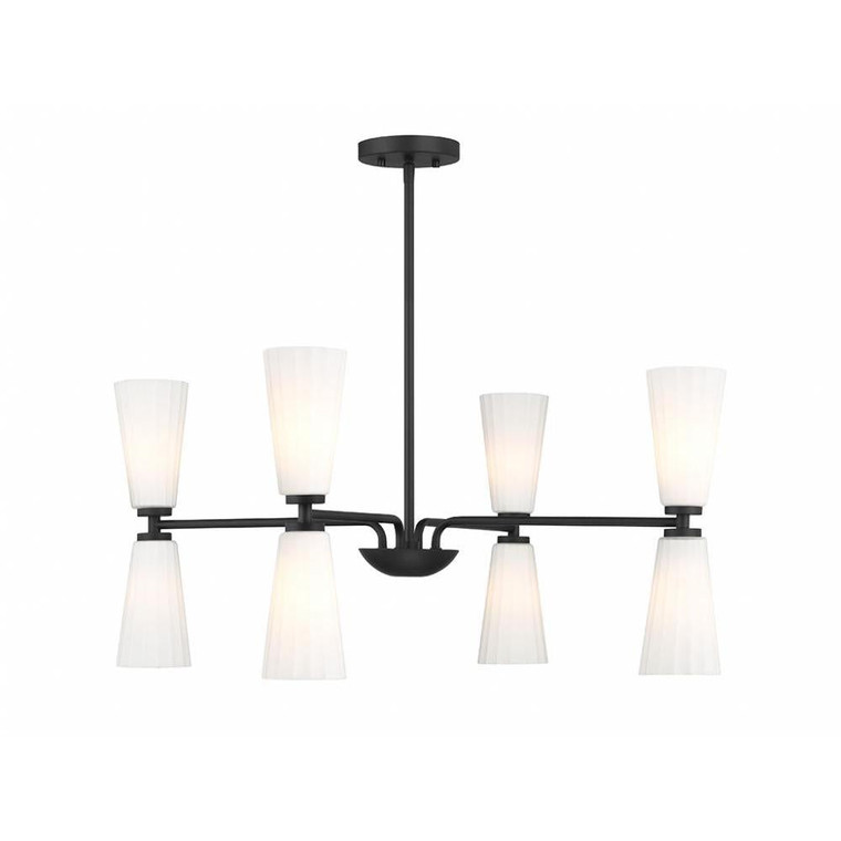 Meridian 8-Light Chandelier M100126MBK 32 Inch 8 Light Matte Black Chandelier Dry Rated
