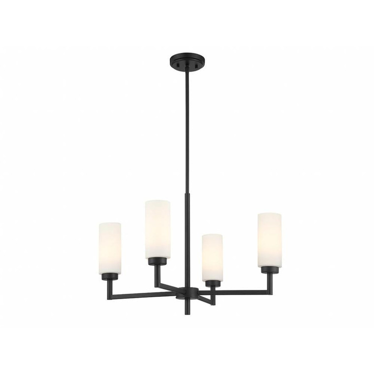Meridian 4-Light Chandelier M100129MBK 26 Inch 4 Light Matte Black Chandelier Dry Rated