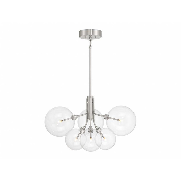 Meridian 6-Light Chandelier M100135BN 26 Inch 6 Light Brushed Nickel Chandelier Dry Rated