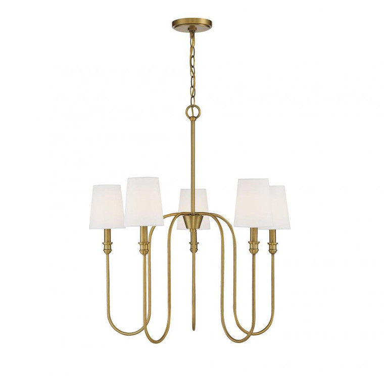 Meridian 5-Light Chandelier M10077NB 27 Inch 5 Light Natural Brass Chandelier Dry Rated
