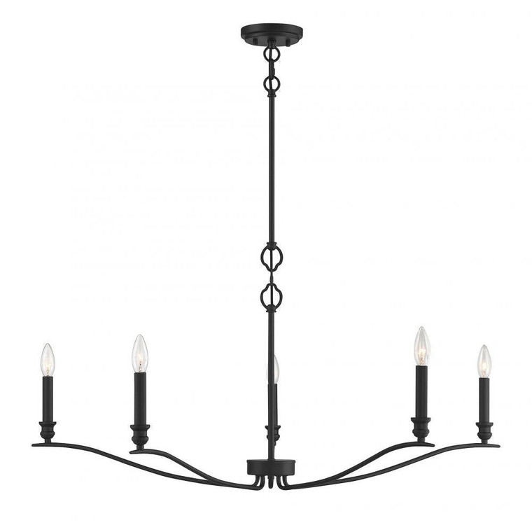 Meridian 5-Light Chandelier M10086MBK 42 Inch 5 Light Matte Black Chandelier Dry Rated