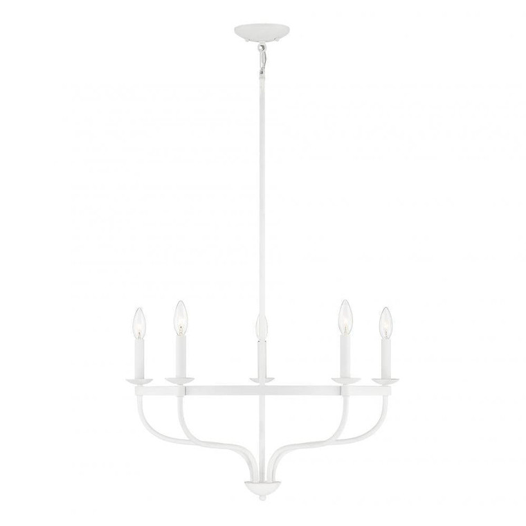 Meridian 5-Light Chandelier M10087BQW 26 Inch 5 Light Bisque White Chandelier Dry Rated