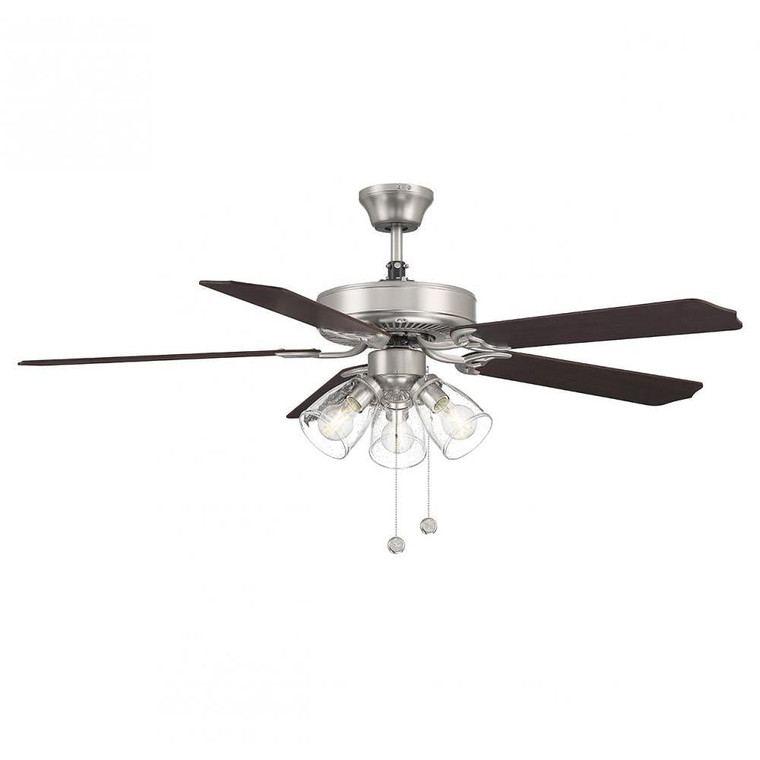 Meridian 52" M2022BNRV 52 Inch 3 Light Brushed Nickel Ceiling Fan Dry Rated