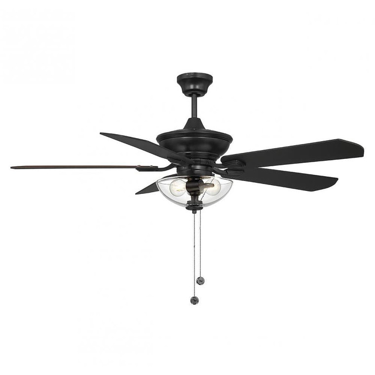 Meridian 52" M2026MBKRV 52 Inch 2 Light Matte Black Outdoor  Ceiling Fan Damp Rated