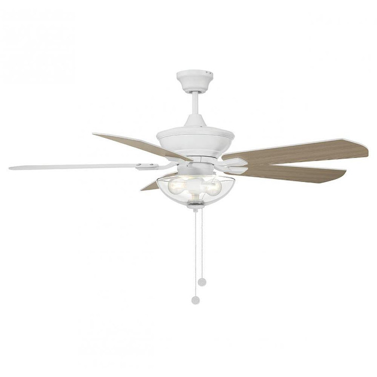 Meridian 52" M2026WHRV 52 Inch 2 Light White Outdoor  Ceiling Fan Damp Rated